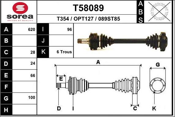 EAI T58089 - Приводний вал autocars.com.ua