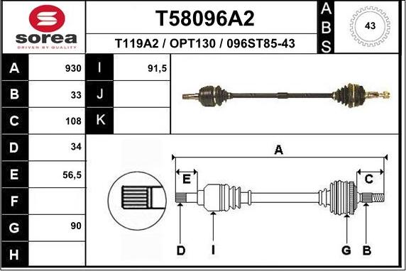 EAI T58096A2 - Приводний вал autocars.com.ua