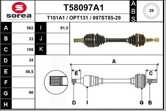 EAI T58097A1 - Приводний вал autocars.com.ua