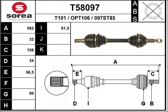 EAI T58097 - Приводний вал autocars.com.ua