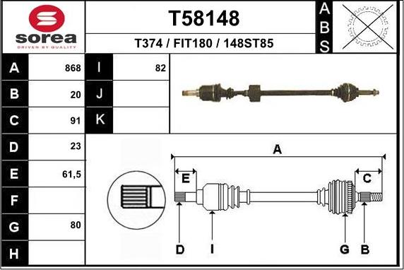 EAI T58148 - Приводний вал autocars.com.ua