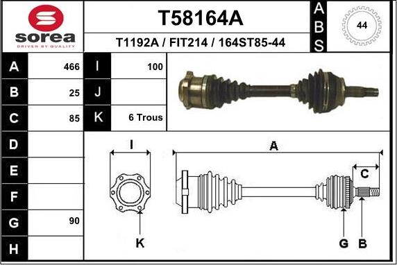 EAI T58164A - Приводний вал autocars.com.ua