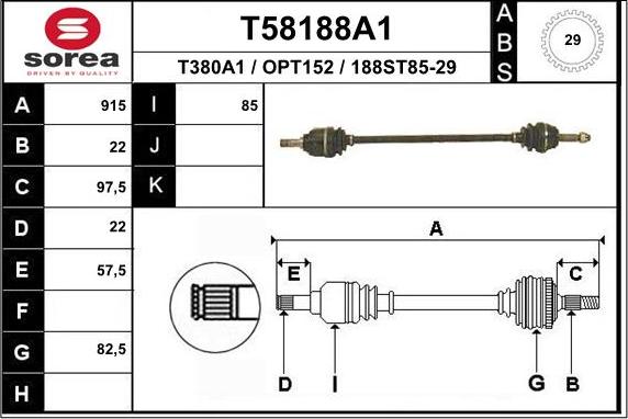 EAI T58188A1 - Приводний вал autocars.com.ua