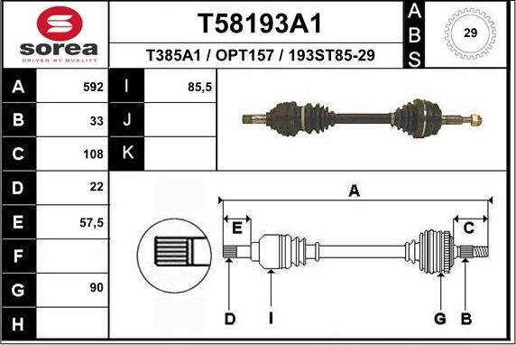 EAI T58193A1 - Приводний вал autocars.com.ua