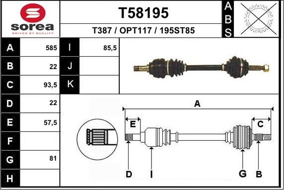 EAI T58195 - Приводной вал avtokuzovplus.com.ua