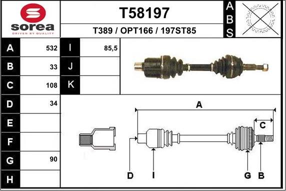 EAI T58197 - Приводний вал autocars.com.ua