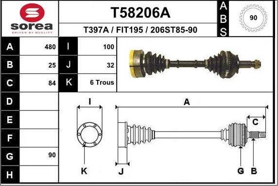 EAI T58206A - Приводний вал autocars.com.ua