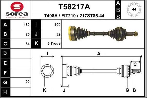 EAI T58217A - Приводний вал autocars.com.ua