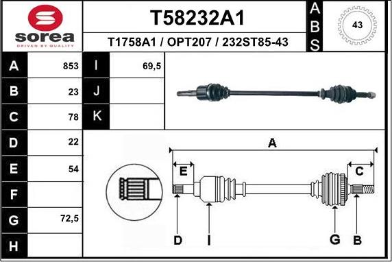 EAI T58232A1 - Приводной вал avtokuzovplus.com.ua