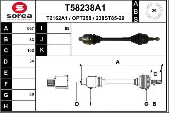 EAI T58238A1 - Приводной вал avtokuzovplus.com.ua