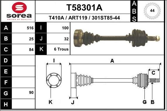 EAI T58301A - Приводний вал autocars.com.ua