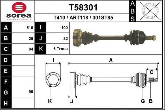 EAI T58301 - Приводний вал autocars.com.ua