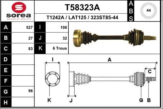 EAI T58323A - Приводний вал autocars.com.ua