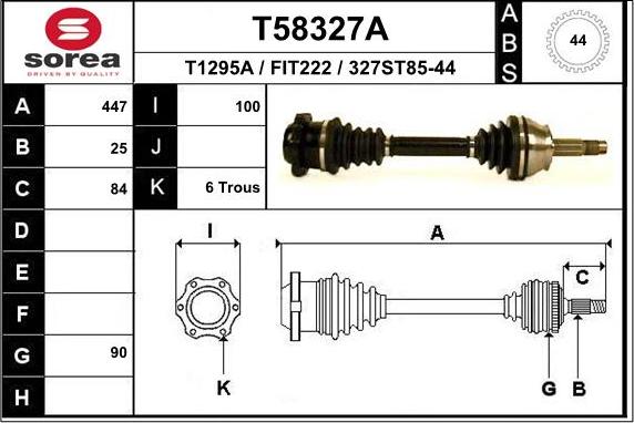 EAI T58327A - Приводний вал autocars.com.ua