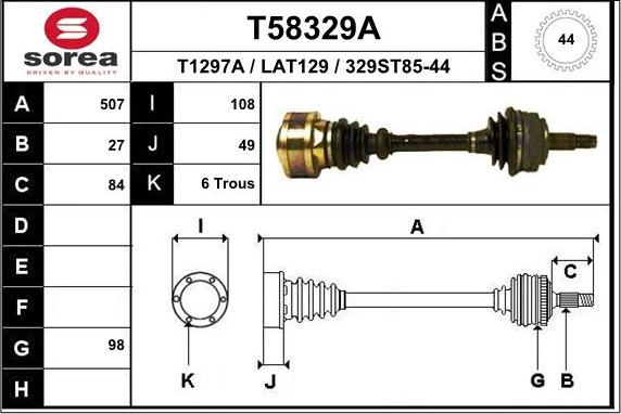 EAI T58329A - Приводной вал avtokuzovplus.com.ua