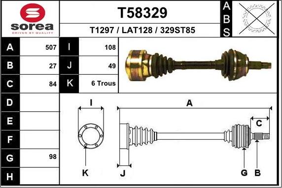 EAI T58329 - Приводний вал autocars.com.ua