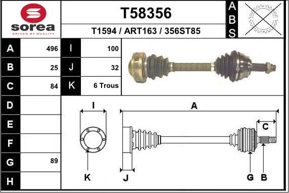 EAI T58356 - Приводний вал autocars.com.ua