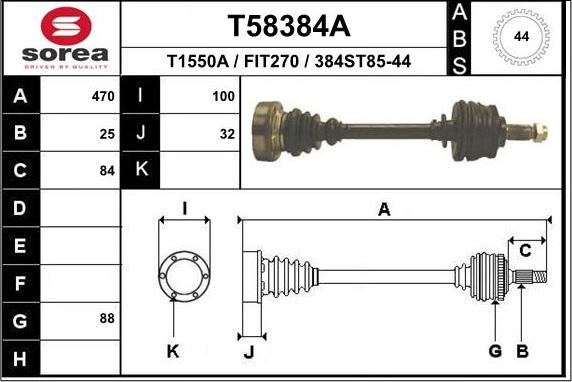 EAI T58384A - Приводний вал autocars.com.ua