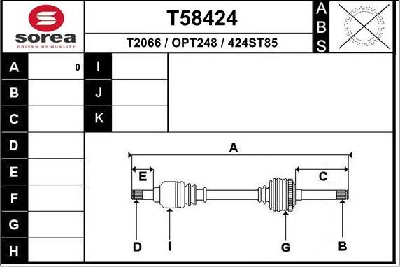 EAI T58424 - Приводний вал autocars.com.ua