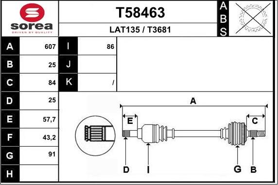 EAI T58463 - Приводной вал autodnr.net