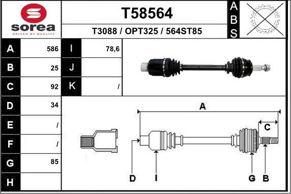 EAI T58564 - Приводний вал autocars.com.ua