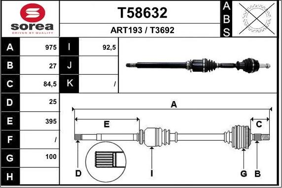 EAI T58632 - Приводний вал autocars.com.ua