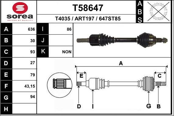 EAI T58647 - Приводний вал autocars.com.ua