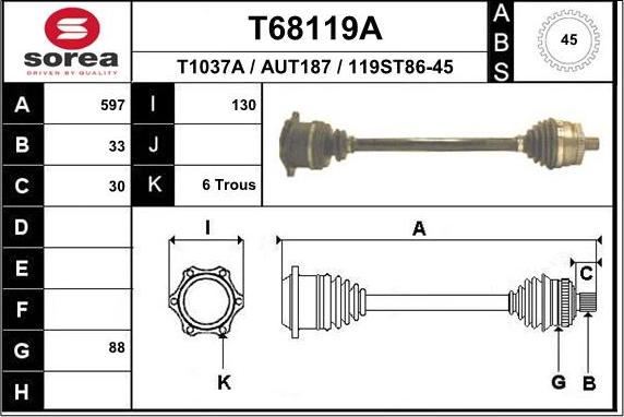 EAI T68119A - Приводной вал avtokuzovplus.com.ua