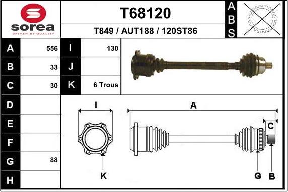 EAI T68120 - Приводний вал autocars.com.ua