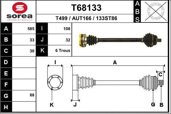 EAI T68133 - Приводний вал autocars.com.ua