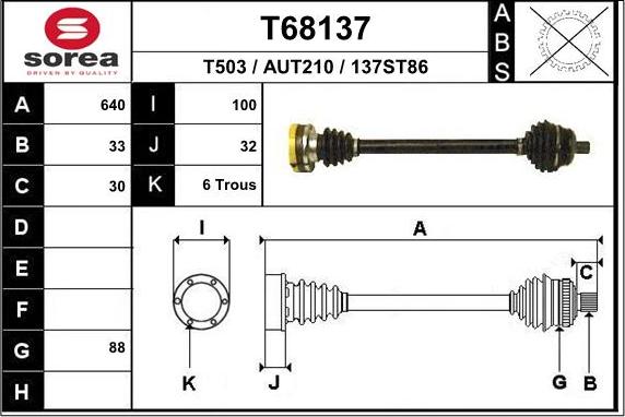 EAI T68137 - Приводний вал autocars.com.ua