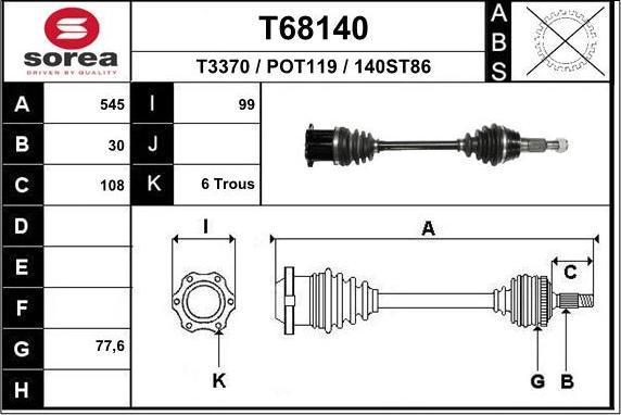 EAI T68140 - Приводний вал autocars.com.ua