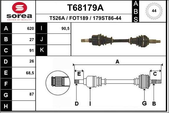 EAI T68179A - Приводний вал autocars.com.ua