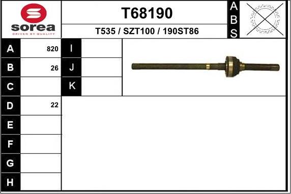 EAI T68190 - Приводний вал autocars.com.ua