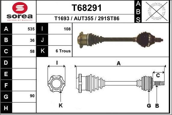 EAI T68291 - Приводний вал autocars.com.ua