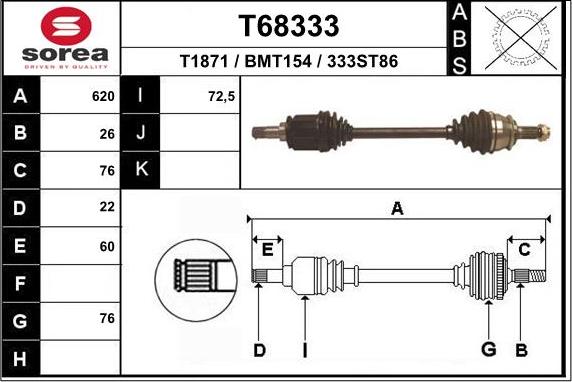 EAI T68333 - Приводной вал autodnr.net