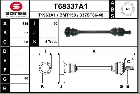 EAI T68337A1 - Приводний вал autocars.com.ua