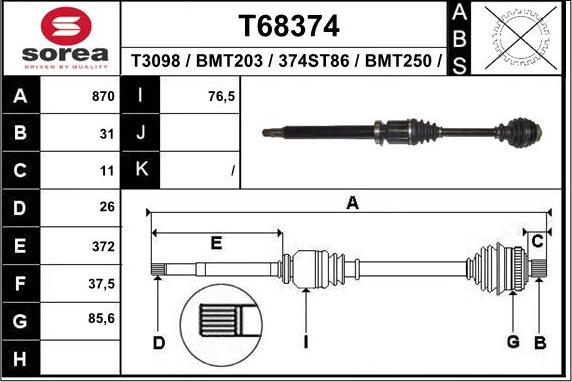 EAI T68374 - Приводной вал autodnr.net