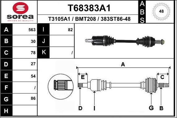 EAI T68383A1 - Приводний вал autocars.com.ua