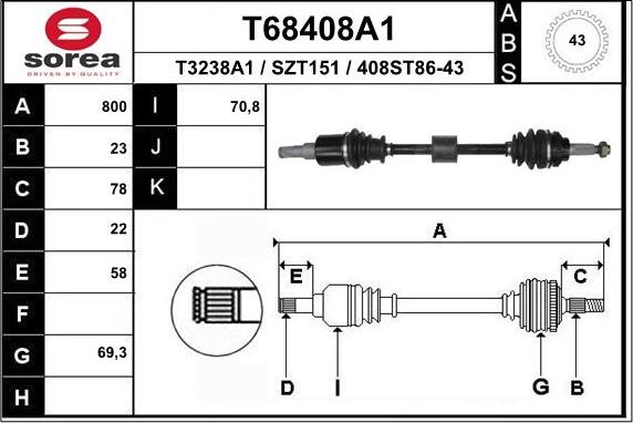 EAI T68408A1 - Приводний вал autocars.com.ua