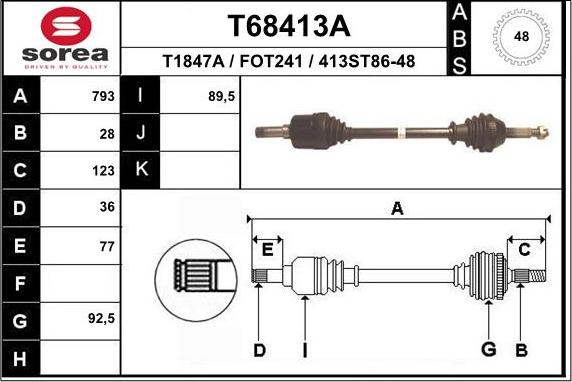 EAI T68413A - Приводний вал autocars.com.ua