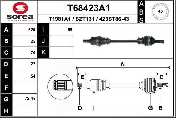 EAI T68423A1 - Приводной вал autodnr.net