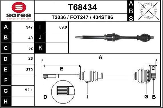 EAI T68434 - Приводной вал avtokuzovplus.com.ua