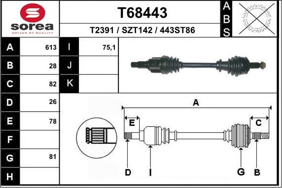 EAI T68443 - Приводной вал autodnr.net