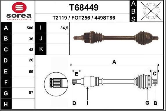 EAI T68449 - Приводний вал autocars.com.ua