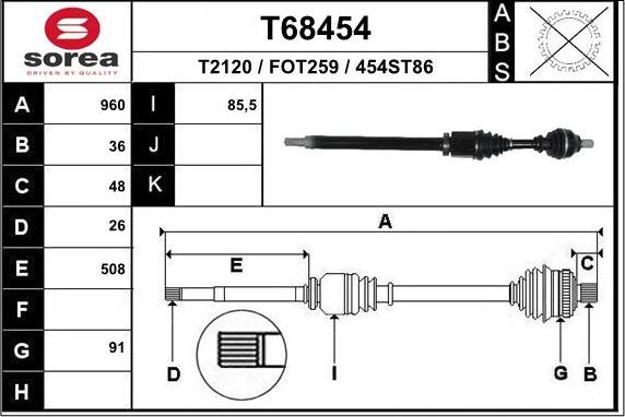 EAI T68454 - Приводной вал avtokuzovplus.com.ua