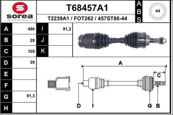 EAI T68457A1 - Приводний вал autocars.com.ua