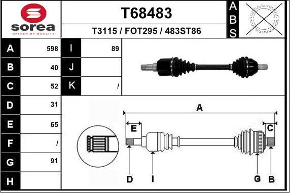 EAI T68483 - Приводной вал autodnr.net