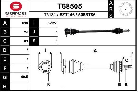 EAI T68505 - Приводний вал autocars.com.ua