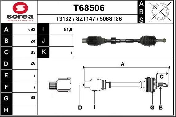 EAI T68506 - Приводний вал autocars.com.ua